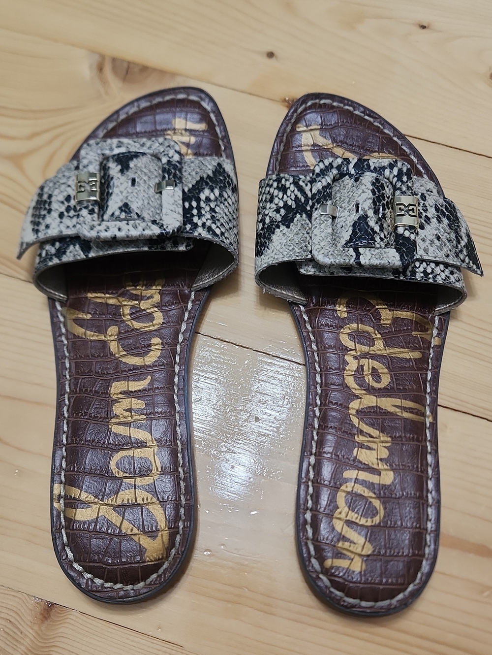 Sam Edelman Granada Snake Print Buckle Slide Sandals Size 8 - Picture 5 of 14